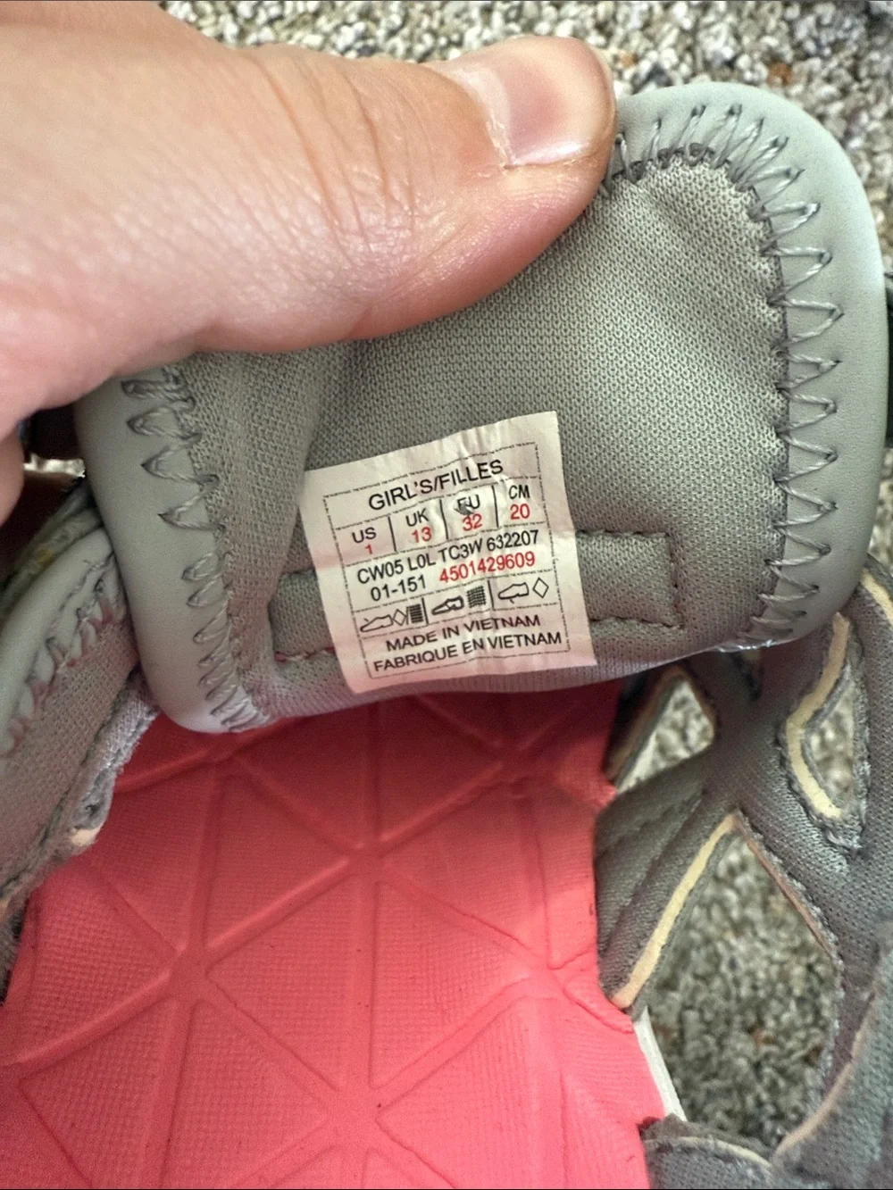 The North Face Girls' Hedgehog Sandal II in Highrise Grey/Sugary Pink 1 youth